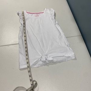 Isaac Mizrahi New York girls size 7-8 white ruffle sleeve/tie up tank.